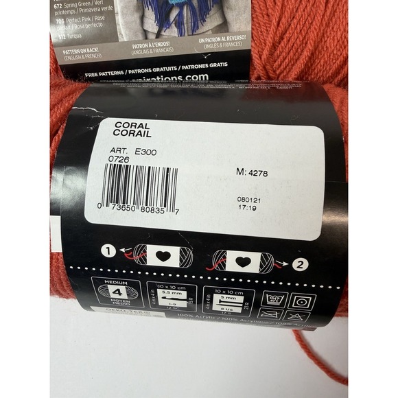 Red Heart Super Saver Yarn Coral 5 Skeins 7oz 364 Yds Each - Picture 4 of 8